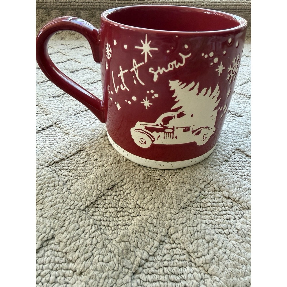 Global Design Christmas Tree Winter Truck Let It Snow Coffee Mug Cup Red